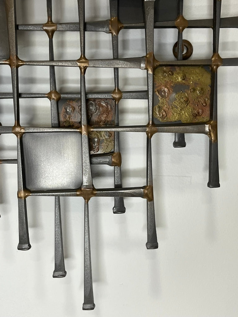 Brutalist Metal Wall Sculpture by Ron Schmidt