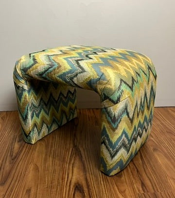 Postmodern Waterfall Bench in Linen Flamestitch