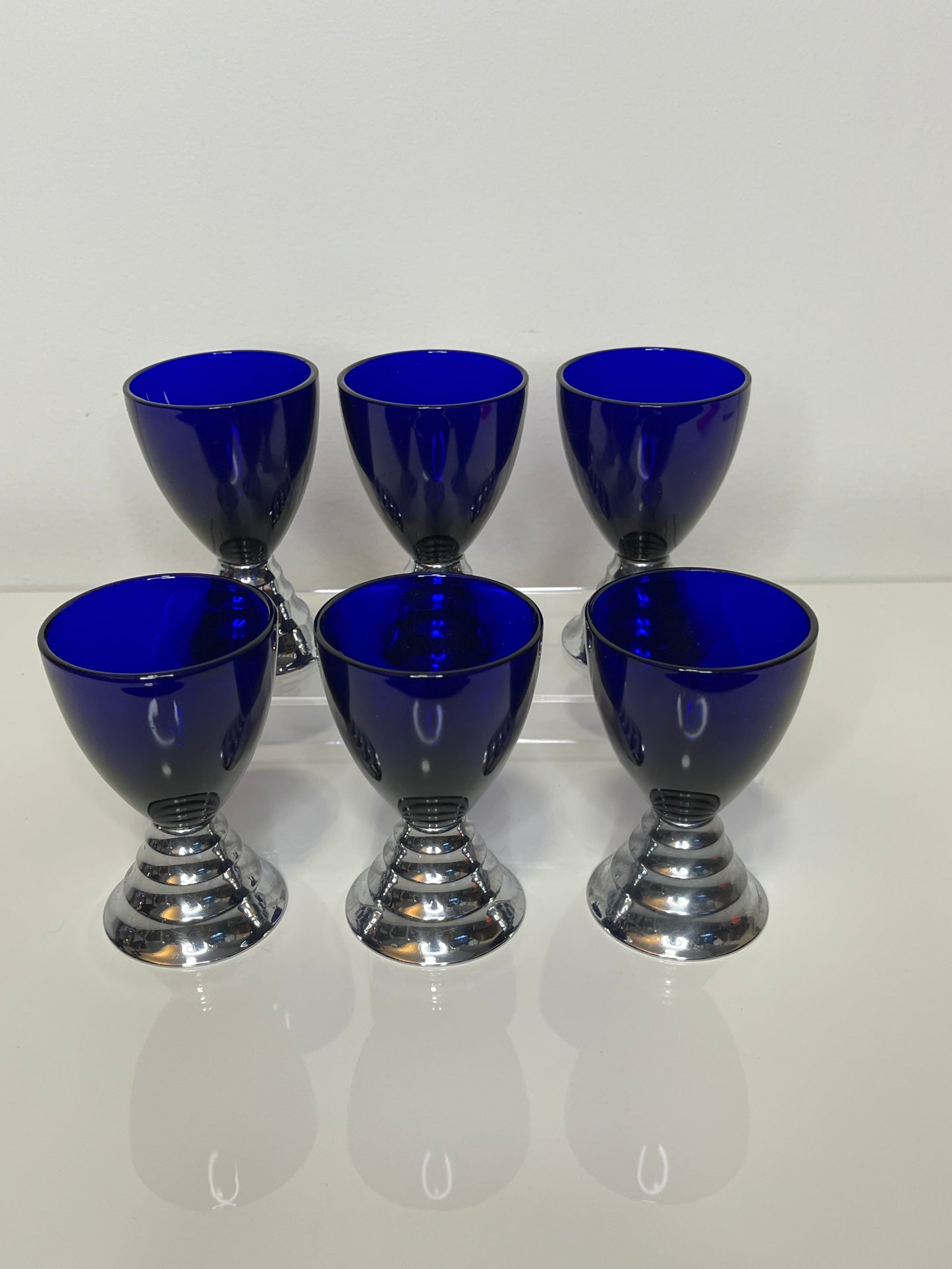 Chase Chrome Art Deco Cordial Glasses