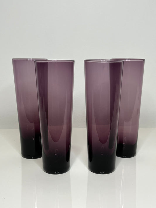 Mid Century Amethyst Champagne Flutes