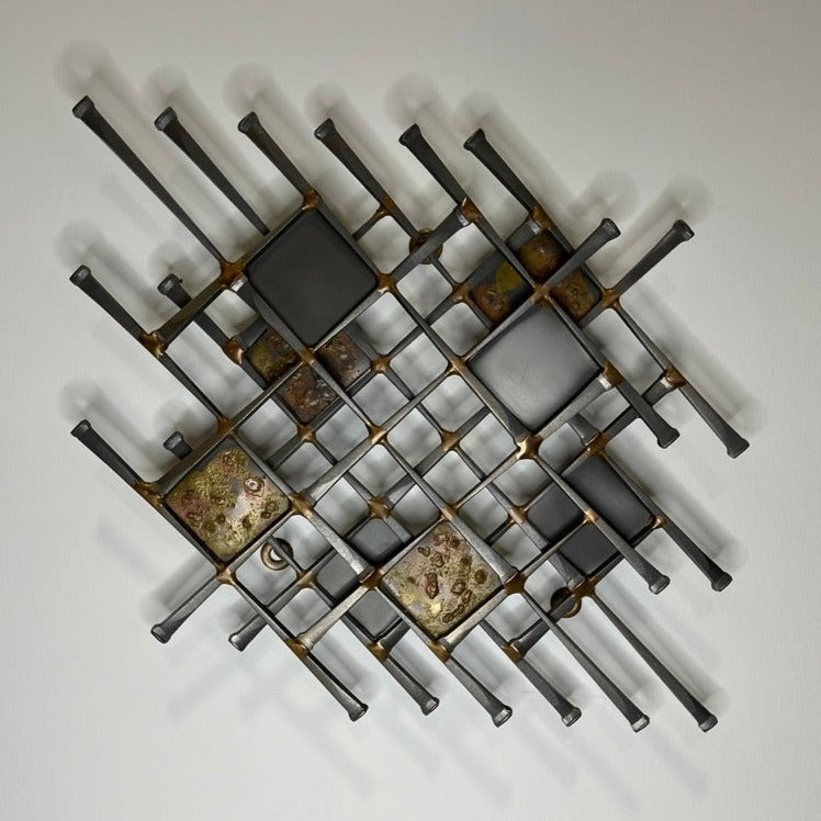 Brutalist Metal Wall Sculpture by Ron Schmidt