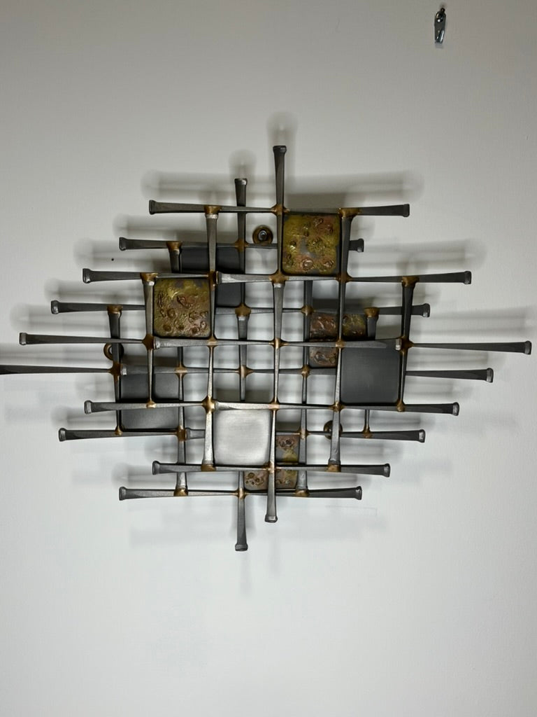 Brutalist Metal Wall Sculpture by Ron Schmidt