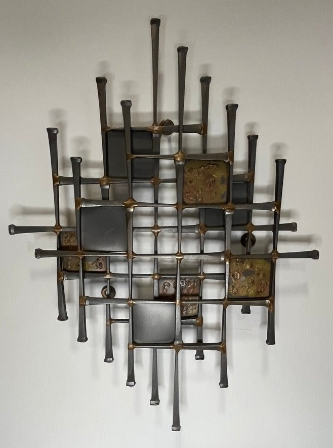 Brutalist Metal Wall Sculpture by Ron Schmidt