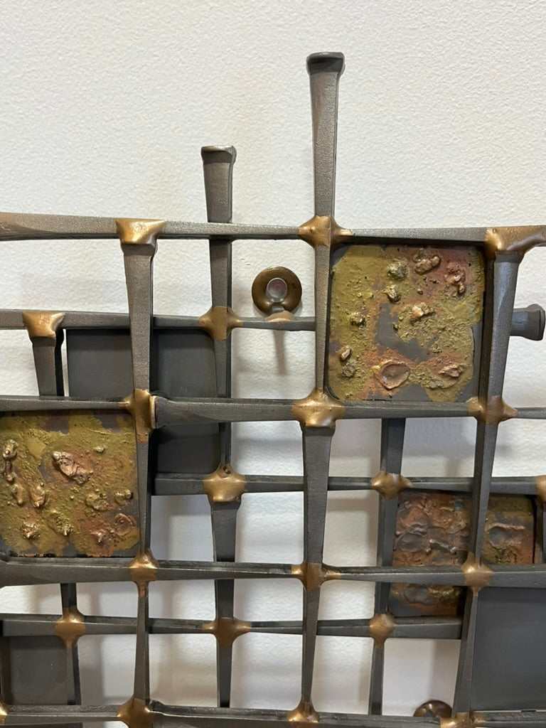 Brutalist Metal Wall Sculpture by Ron Schmidt