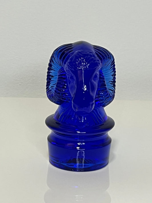 Moser Glass Ram Head Paperweight