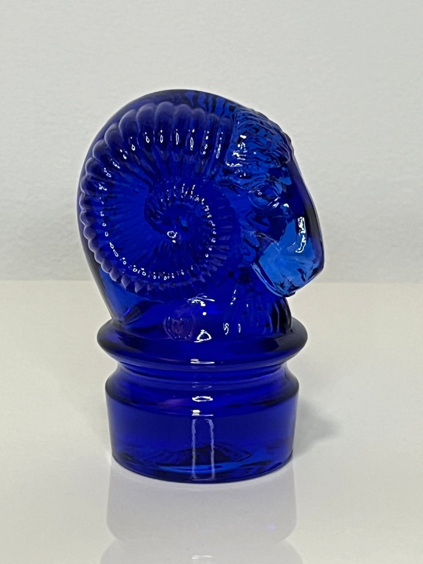 Moser Glass Ram Head Paperweight