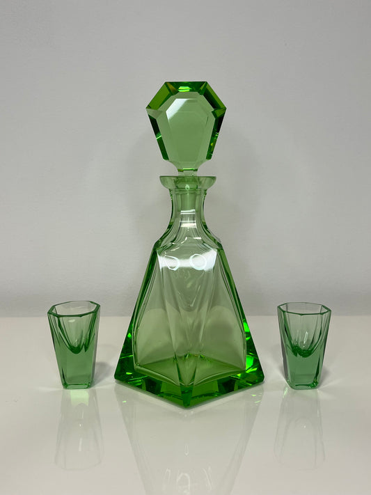 Art Deco Czech Glass Tete-a-Tete Decanter Set