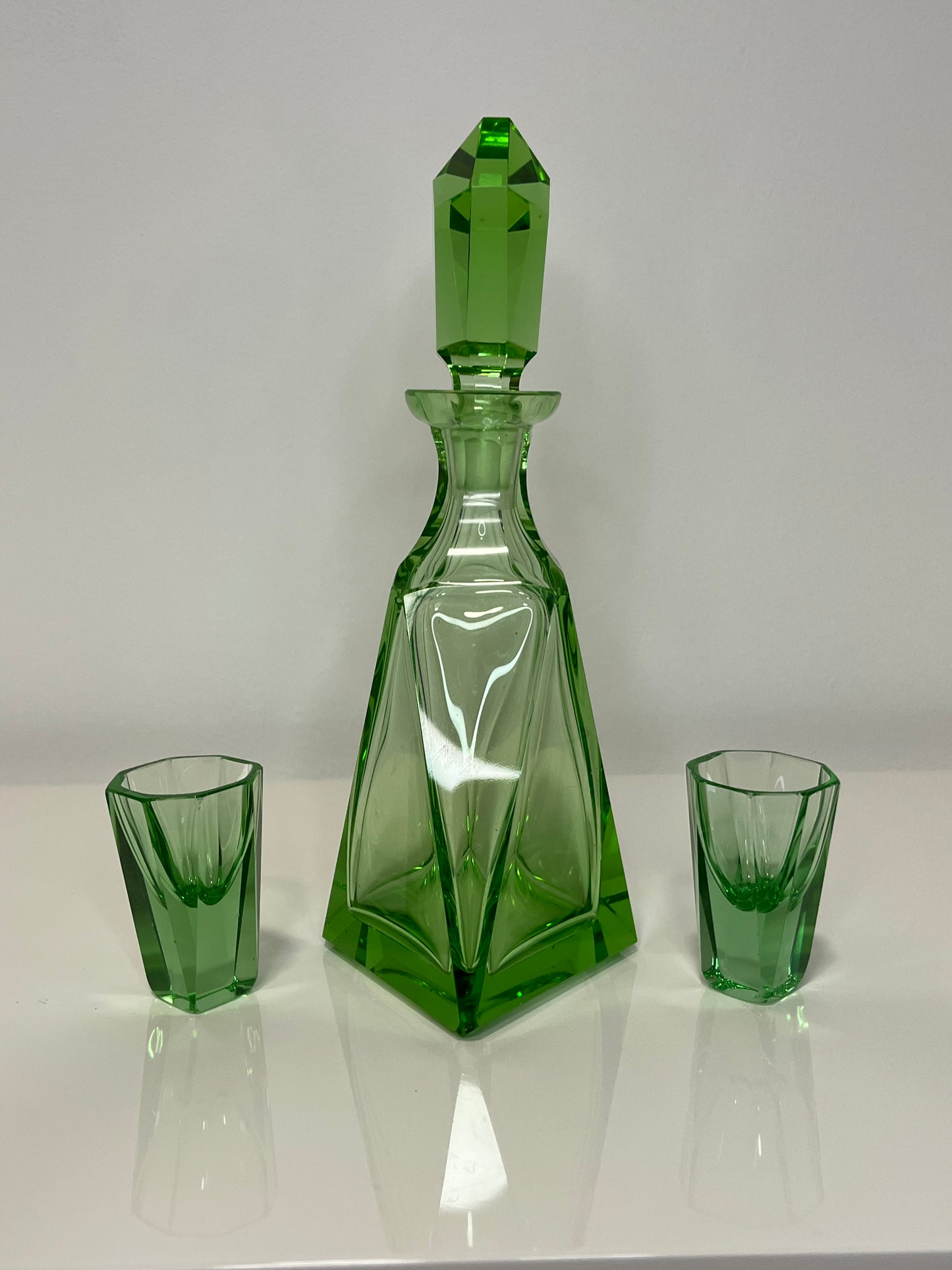 Art Deco Czech Glass Tete-a-Tete Decanter Set