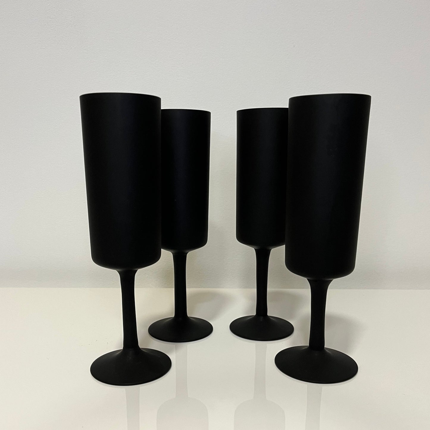 Carlo Moretti Black Cased Satinato Champagne Glasses