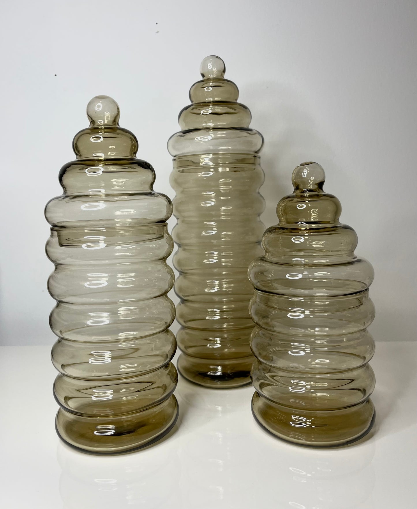 Set 3 Holmegaard Denmark "Primula' Apothecary Jars by Jacob Bang