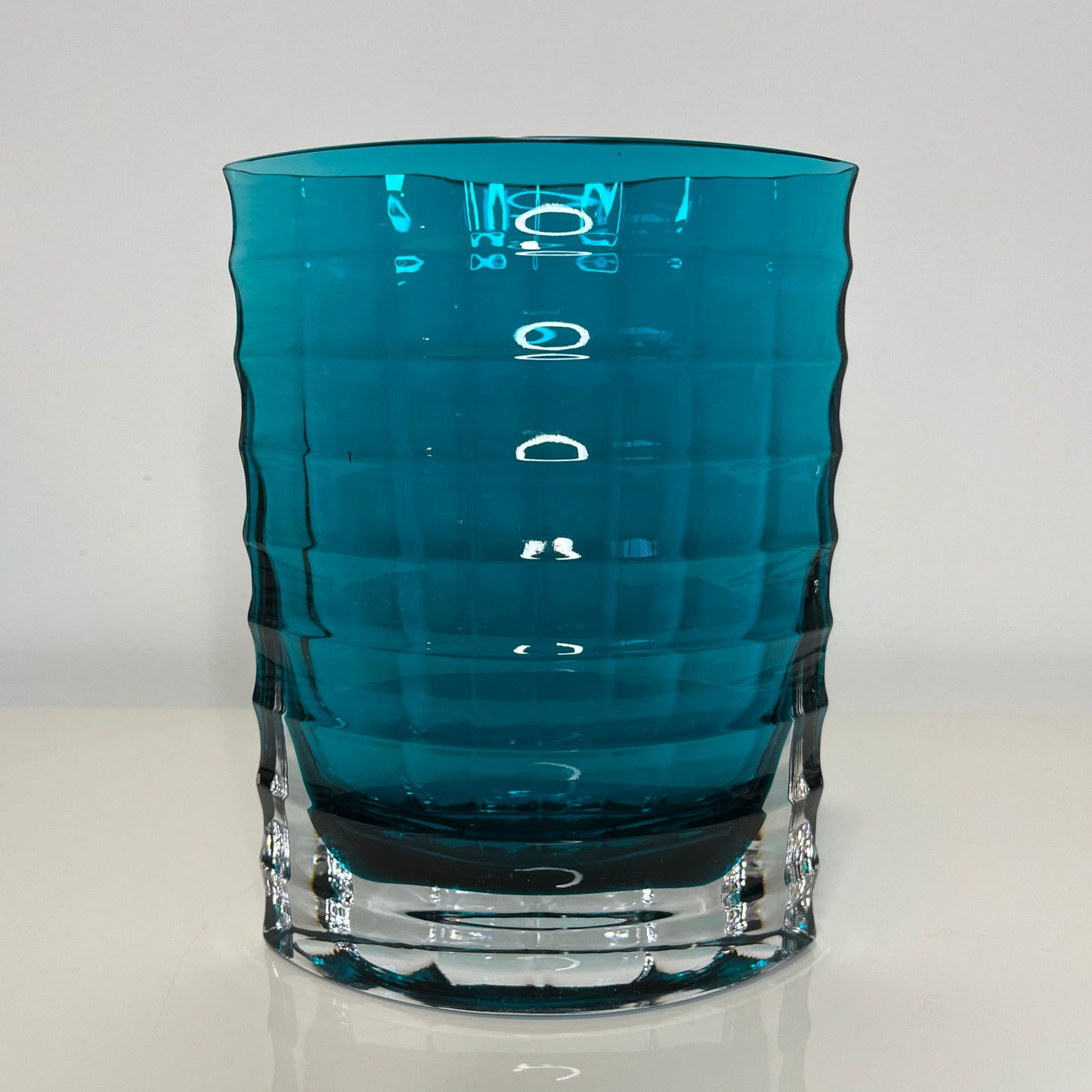 Turquoise Ribbed Vase by Gunnar Ander for Lindshammar Sweden