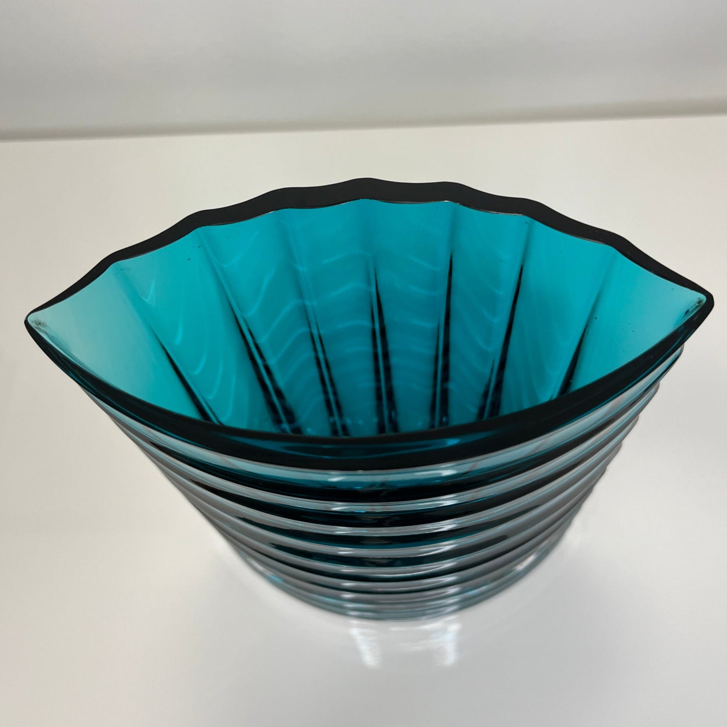 Turquoise Ribbed Vase by Gunnar Ander for Lindshammar Sweden