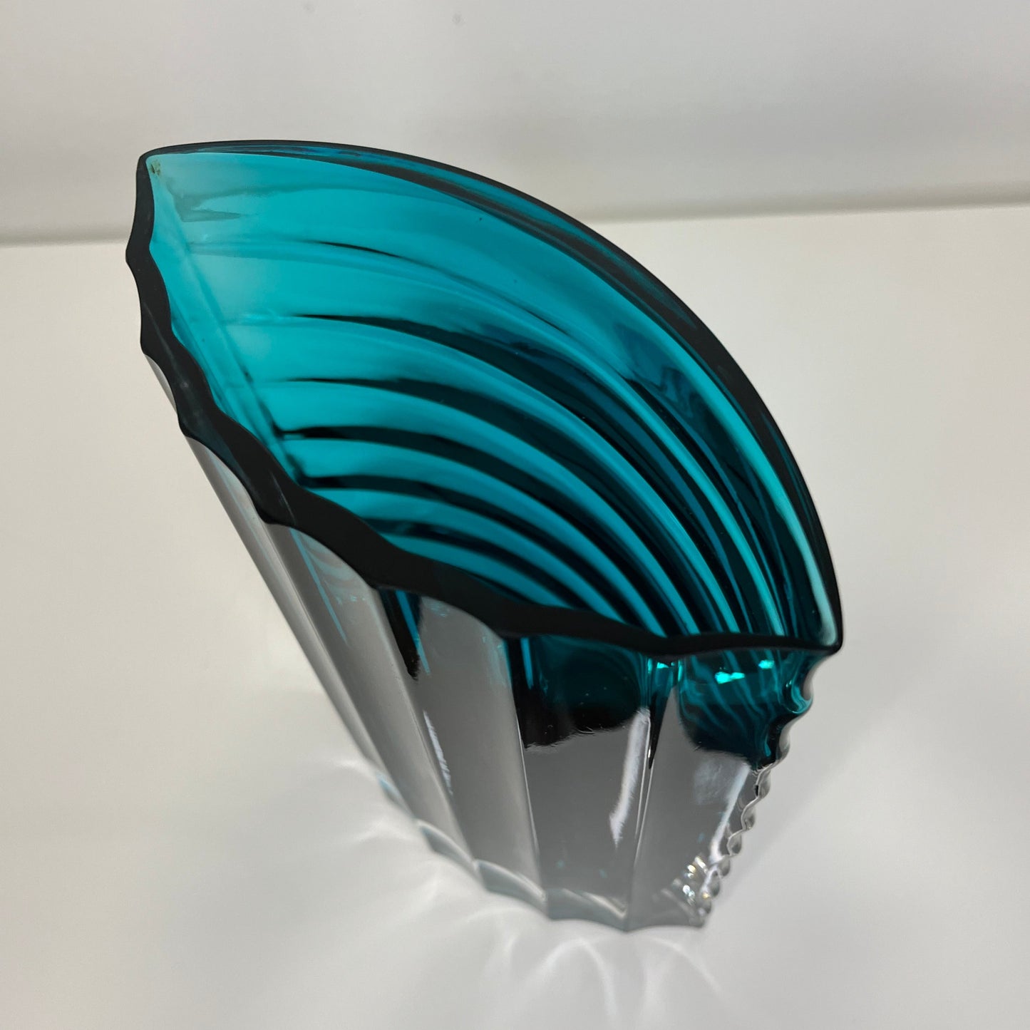 Turquoise Ribbed Vase by Gunnar Ander for Lindshammar Sweden