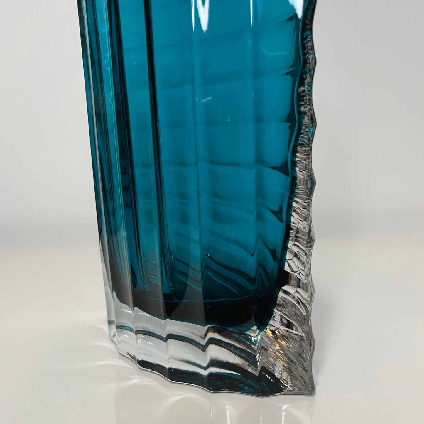 Turquoise Ribbed Vase by Gunnar Ander for Lindshammar Sweden