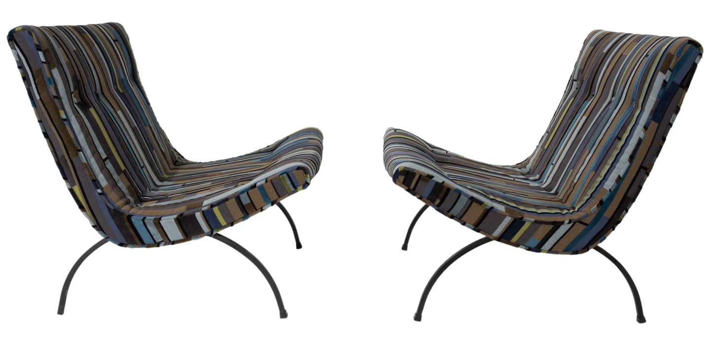 Milo Baughman for Thayer Coggin Scoop Chairs a Pair