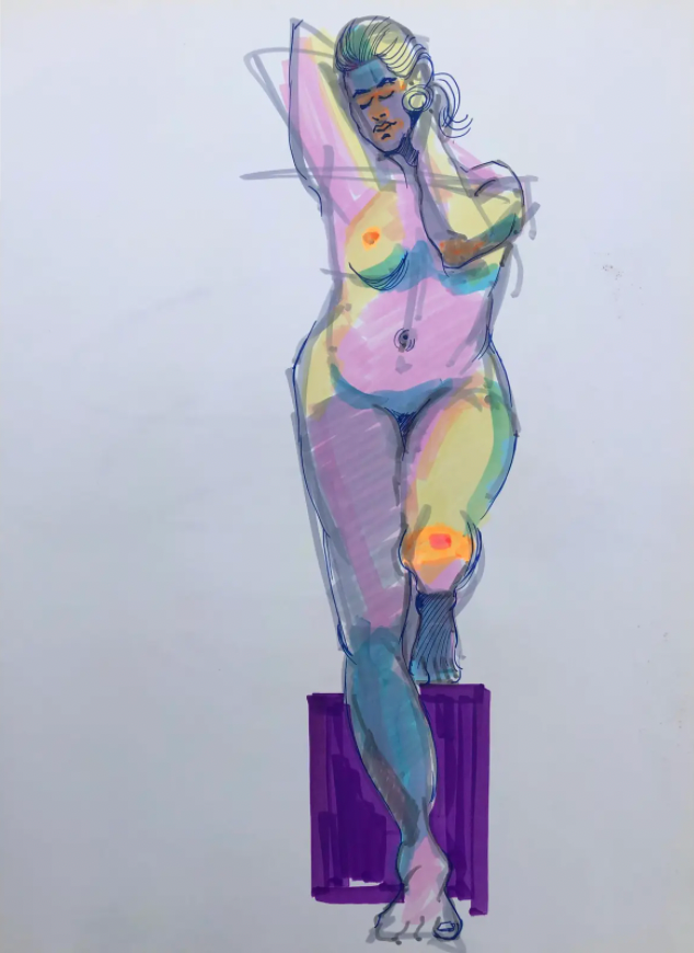 1980's Nude Marker Drawing