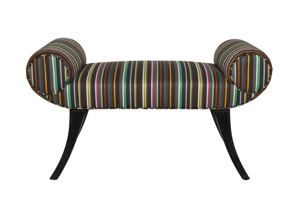 Vintage Roll Arm Bench in Paul Smith Wool Stripe