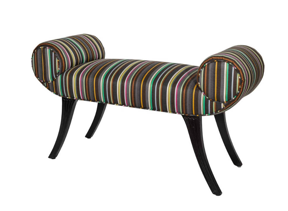 Vintage Roll Arm Bench in Paul Smith Wool Stripe